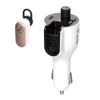 QC 3.0 USB Car Charger 3 in 1 Fast Quick Charging Cell Phone Charge With Earphone MP3 Player FM Transmitter Car Adapter Charger